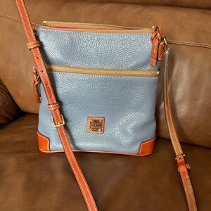Dooney & Bourke Blue and Tan Pebble Grain Crossbody Bag